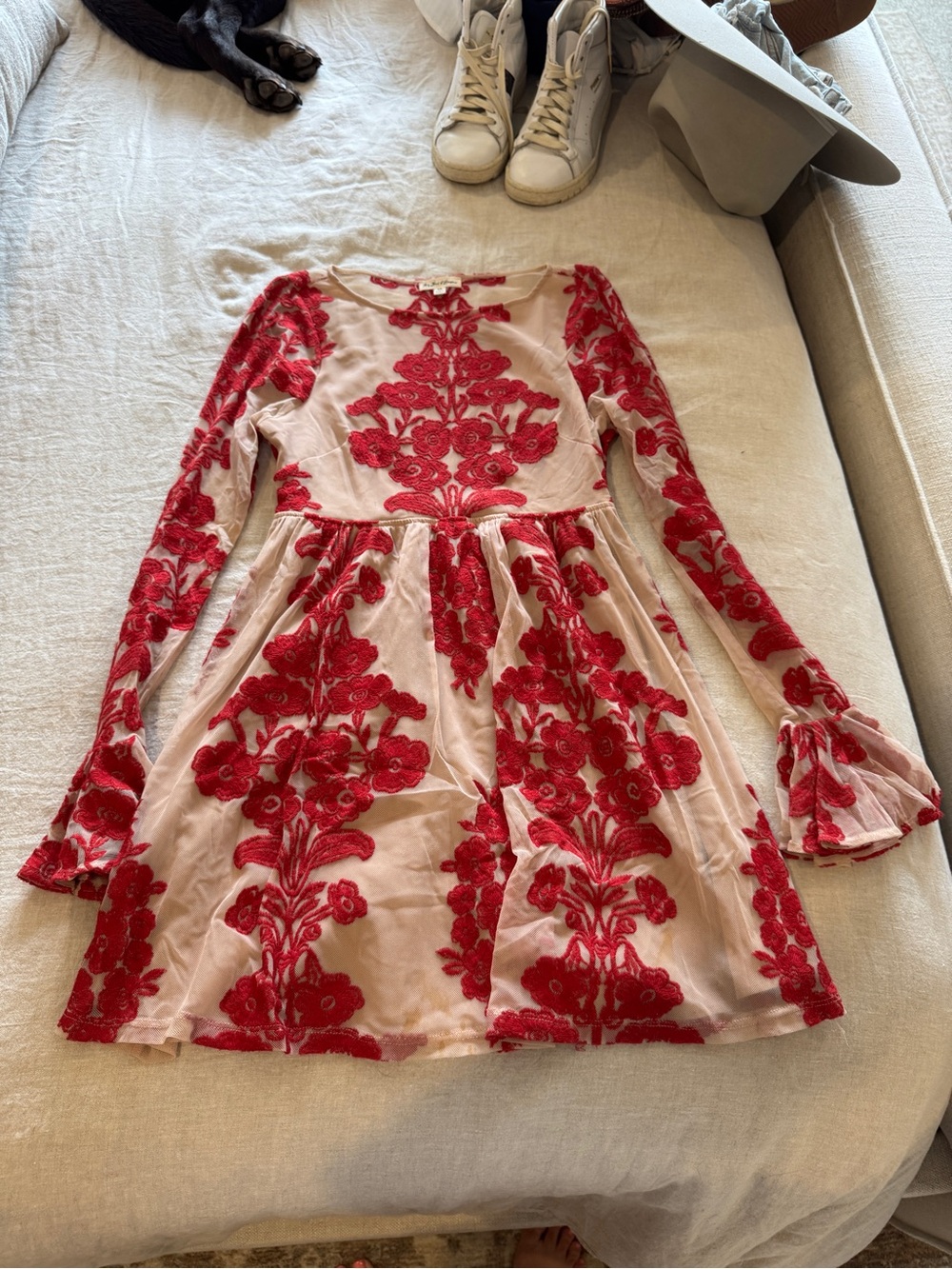 For Love & Lemons Red Embroidered Dress